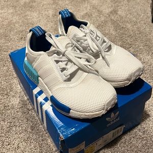 Womens size 7 NMD Runner blue and white sneaker, barely worn, sold with box